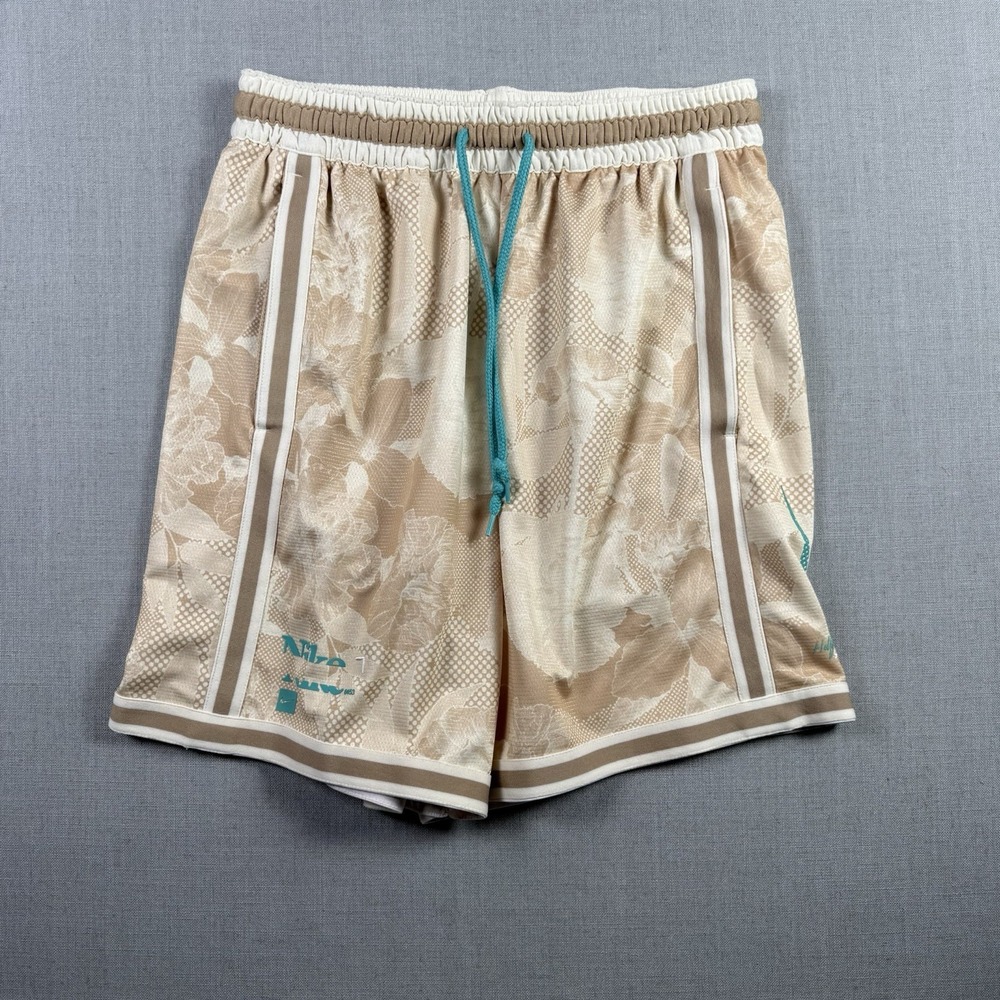 Nike DNA Basketball Shorts Medium Tan Floral Halftone Grid Hoop Streetwear Retro